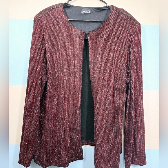 XScape Plus Size Vintage Red Glitter Blouse - Picture 2 of 6